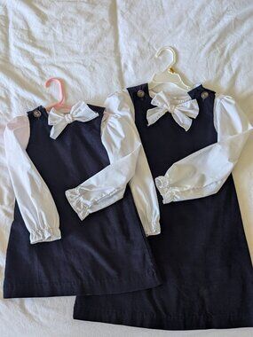 SugarPlum corduroy navy dress with separate Beaufort Bonnet shirt